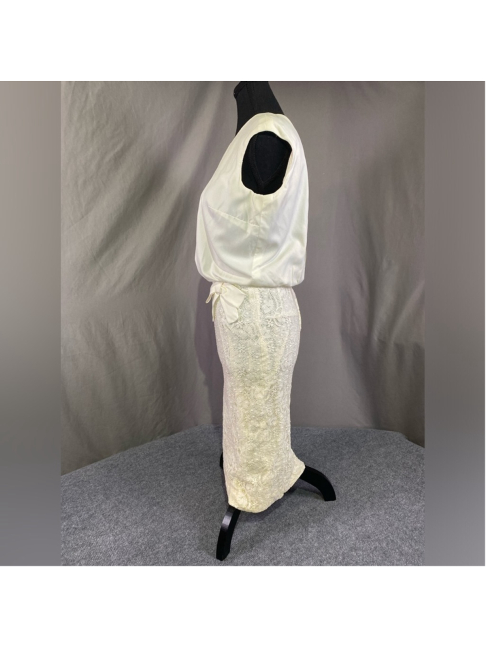 Vintage 60s Dress Set Women 4 D’Allaird’s Floral Lace Mod Dolly Girl Cream - Picture 5 of 16